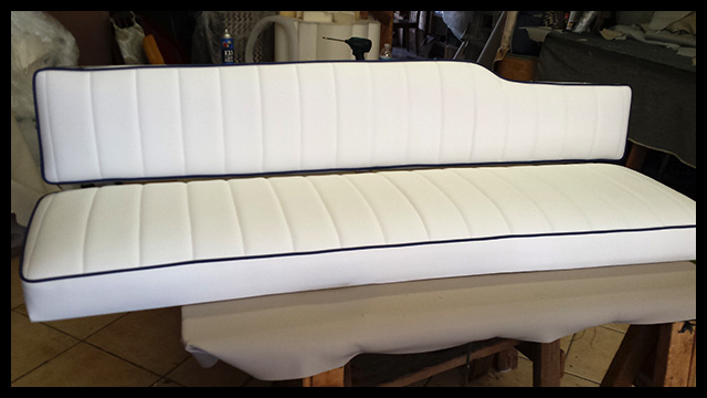 Marine sofa cushions upholstered for boats and yatchs in Los Angeles California